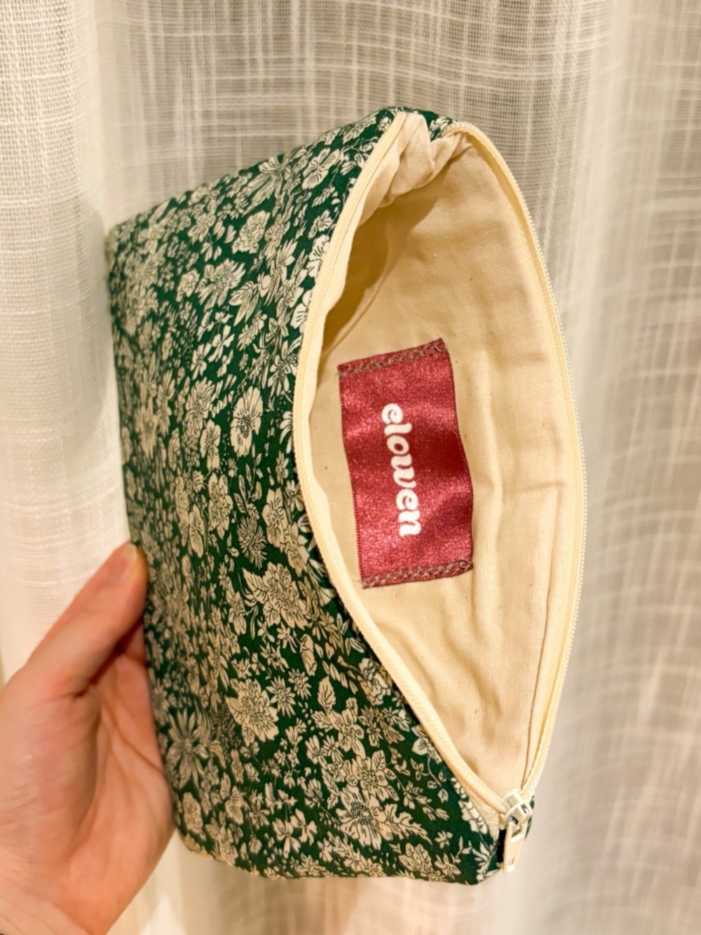 Handmade Green Floral Pouch